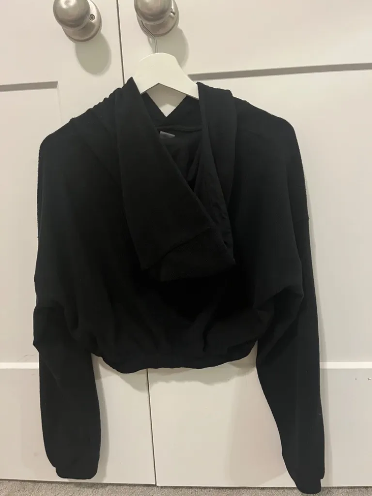 Mono B Ribbed Hooded Sweatshirt Cropped NWT - Image 2