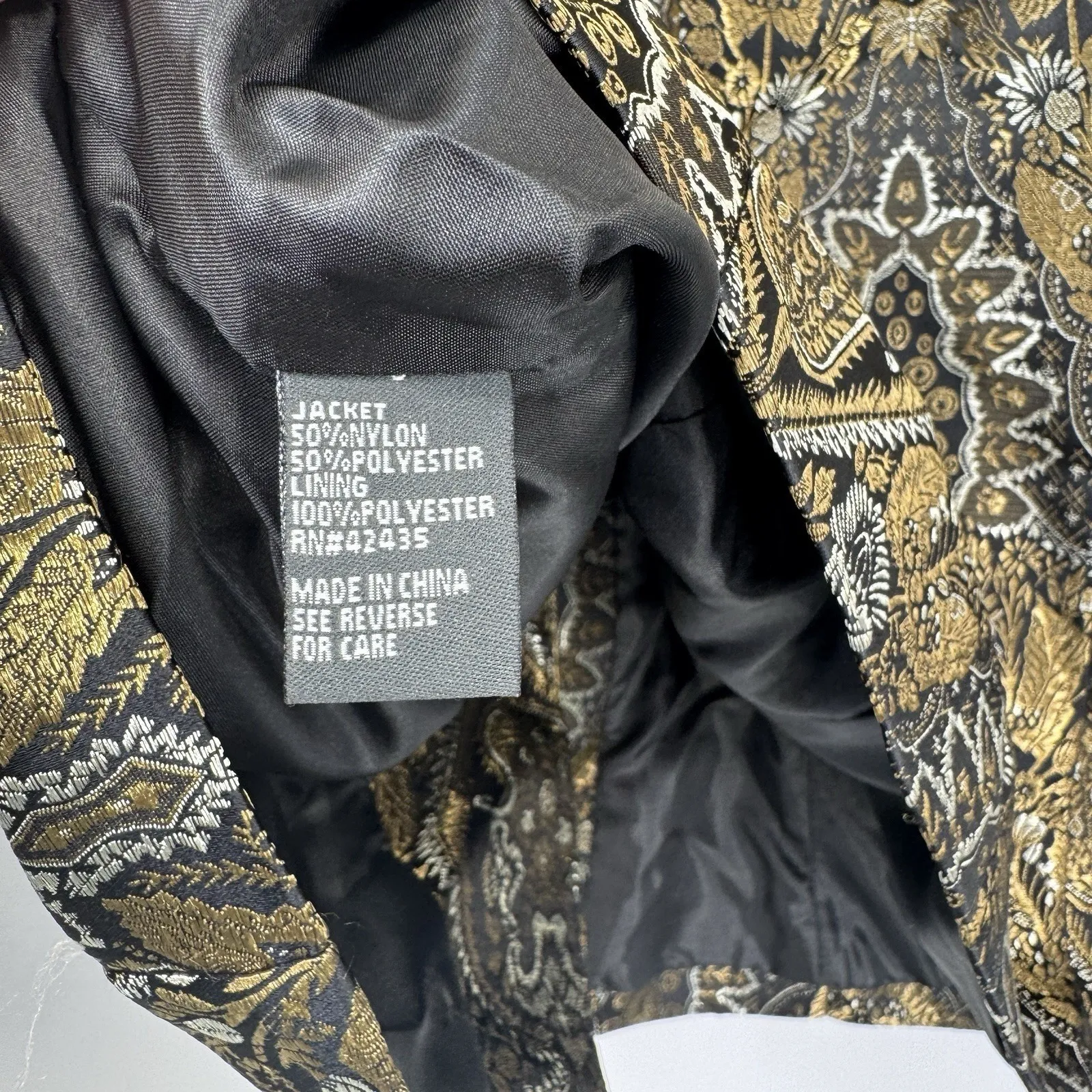 Vintage Dressbarn Asian Inspired Jacket Small Gold Black Forest Fairy - Image 9