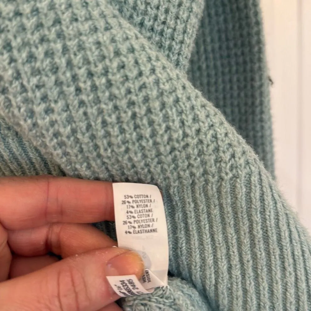 Aerie mint waffle collared hooded sweater size small - Image 4