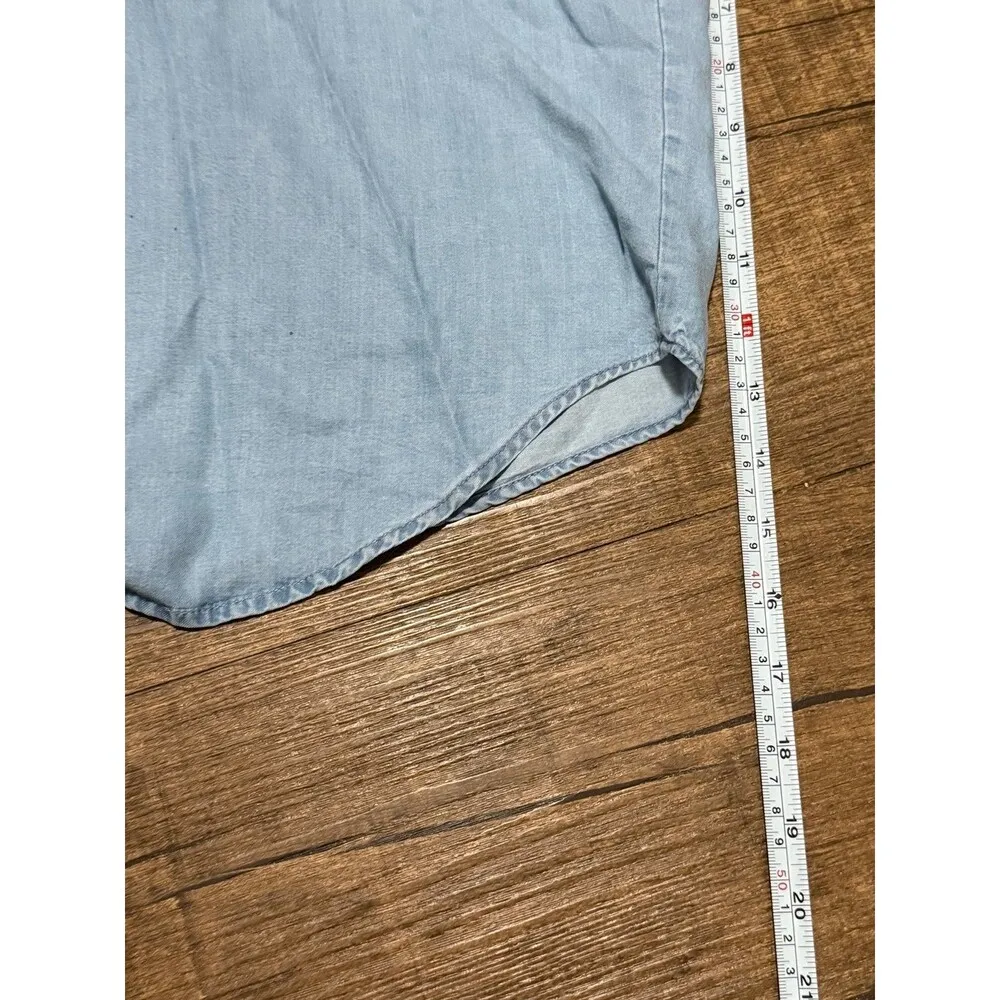 ZARA  denim collared summer flowy blouse - Image 5