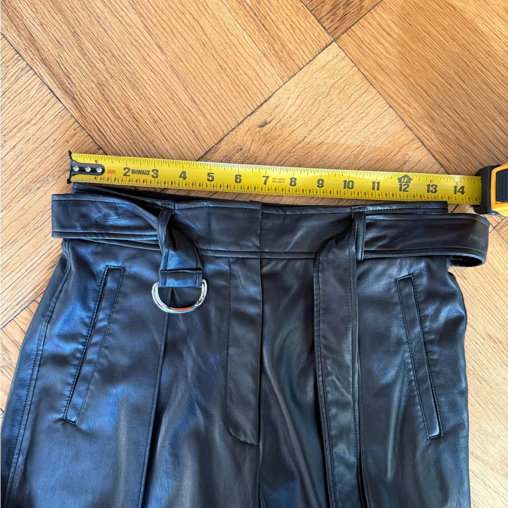 Aritzia Babaton Mayne Black Vegan Leather Pleated Pants w/ Belt, Sz 4 EUC - Image 11