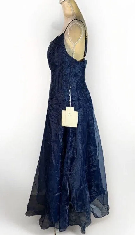 Lanting bride navy chiffon maxi dress  fit & flare size M - Image 4