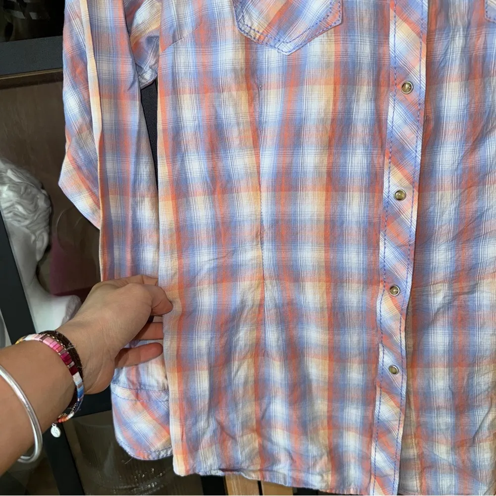 Ariat button down shirt Pearl Snap Plaid Western Rodeo Long Sleeve embroidered - Image 7