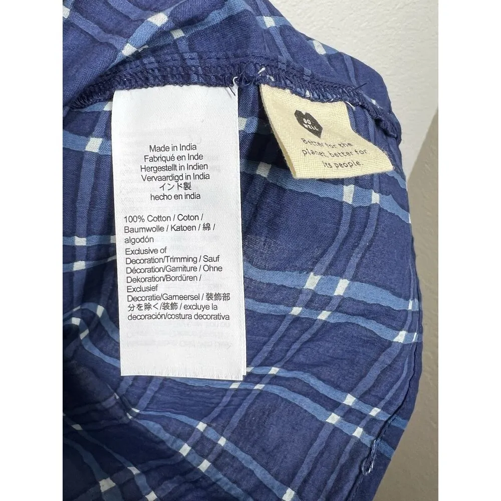 Madewell Embroidered Puff Sleeve Babydoll Mini Dress Medium Blue Cotton - Image 4