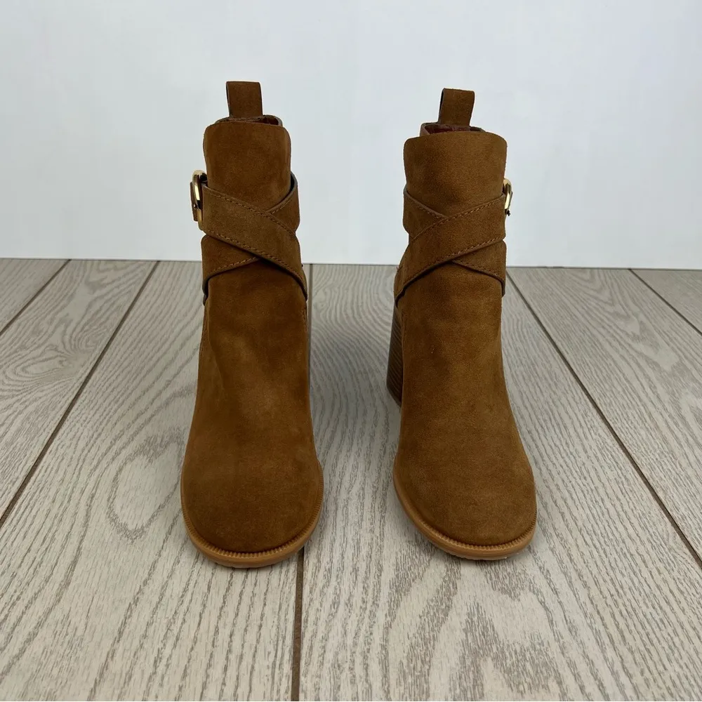 See by Chloé Suede Buckle Ankle Booties 38 Tobacco (Tan) & Goldtone Metal $525 - Image 2