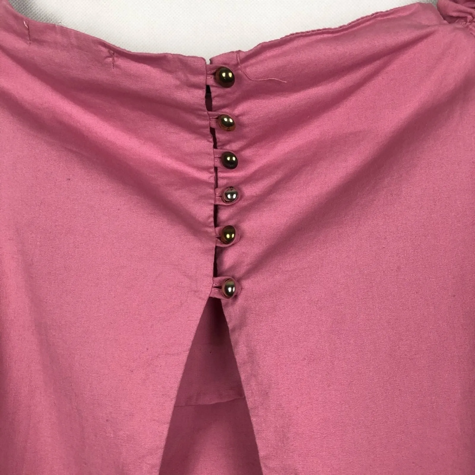 CKlass Womens Top Small Y2K Smocked Off Shoulder Boxy Back Slit Preppy Soft Girl Pink - Image 6