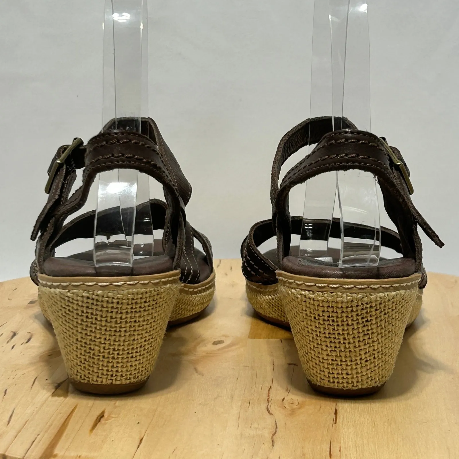 Timberland EarthKeepers Womens Brown Leather Open Toe Wedge Sandal - Size 7 & 38 - Image 6
