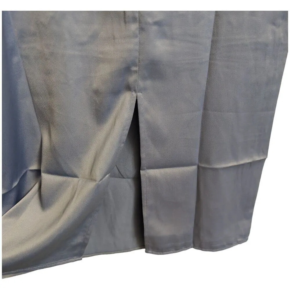 NWT WEWOREWHAT Blue Satin Charmeuse Cowl Neck Spaghetti Strap Slip Dress S - Image 7