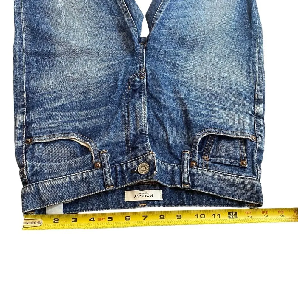 Moussy Vintage Women’s 27 Slim Straight Leg Jeans Medium Wash‎ Denim Distressed Blue - Image 10