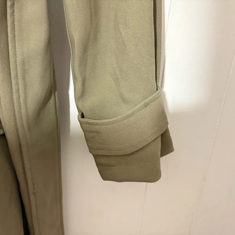 Avec Les Filles Stretch Crepe Double Breasted Trench Coat Olive Size XS - Image 6