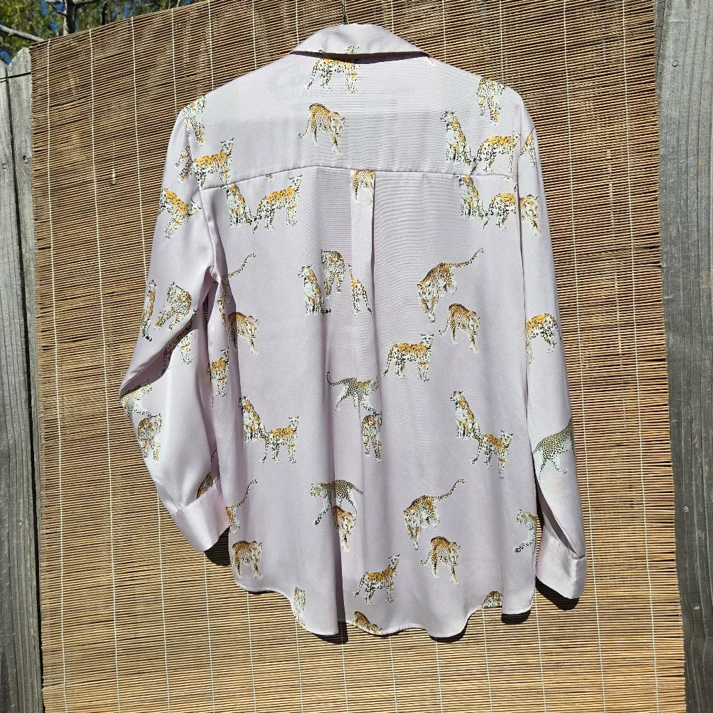 Zara Satin Effect Cheetah Printed Blouse sz L - Image 7