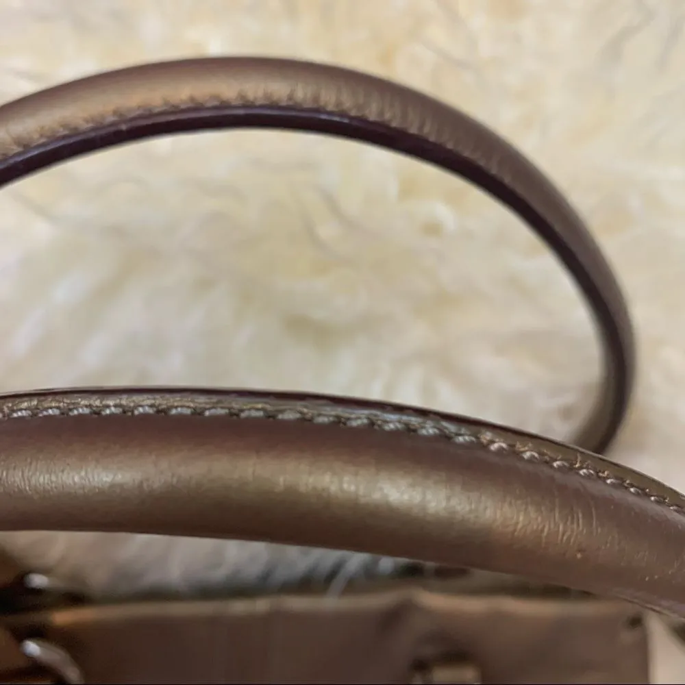 Tignanello logo handbag bronze leather accents Brown - Image 6