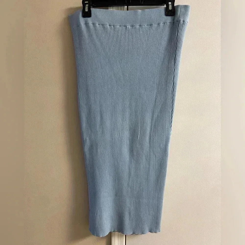 Favorite Daughter the Lena ribbed knit skirt midi baby blue cashmere blend‎ XL - Image 7
