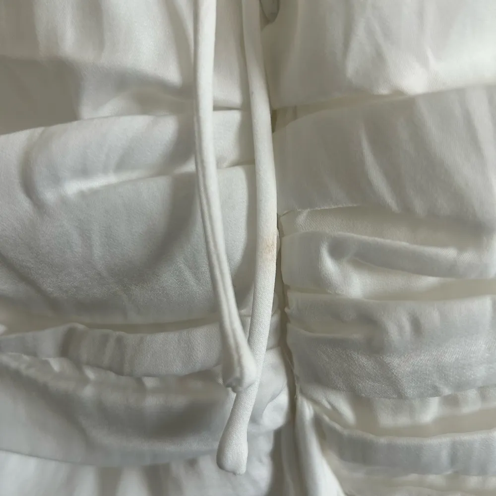 Angel Biba Pleated Ruffle Sleeveless White Lined Dress - Image 4