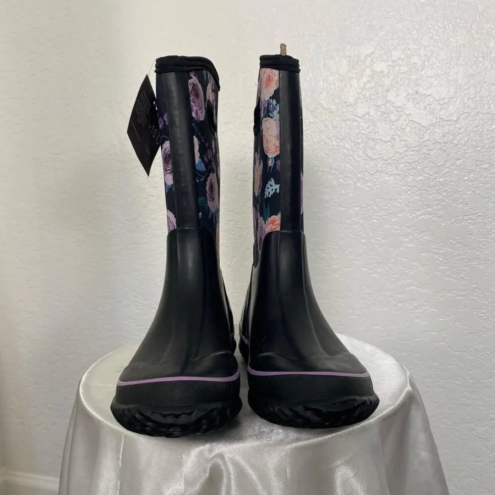 Cute Waterproof Winter Protection Frost Proof Rain Snow Rubber Flower Boots US 6 Black - Image 4