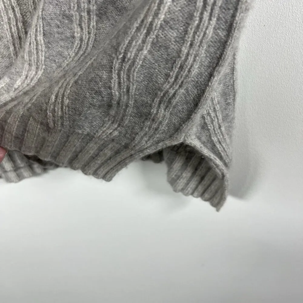 Vince Cashmere Wool Pullover Crew Neck Ribbed Geometric Sweater Light Gray Sz XS - Image 7