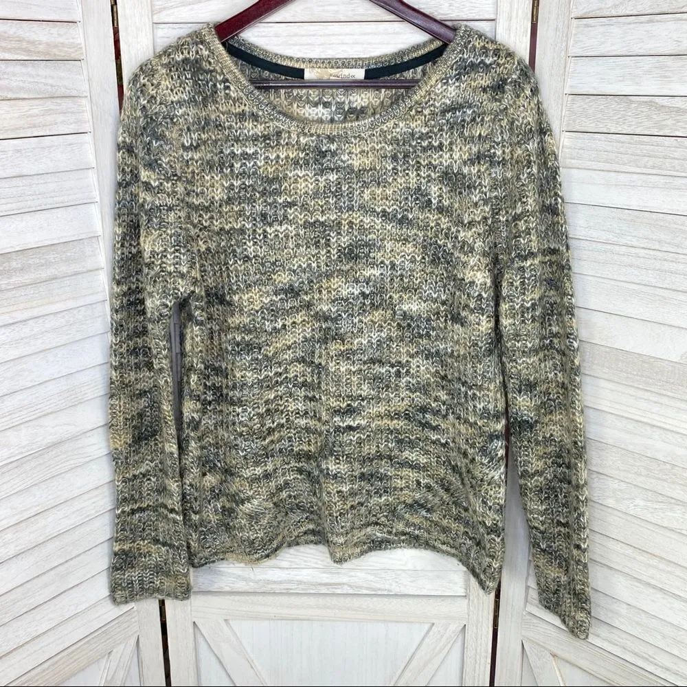 Rewind Marbled Loose Weave Sweater Gray Tan Medium Pullover - Image 6