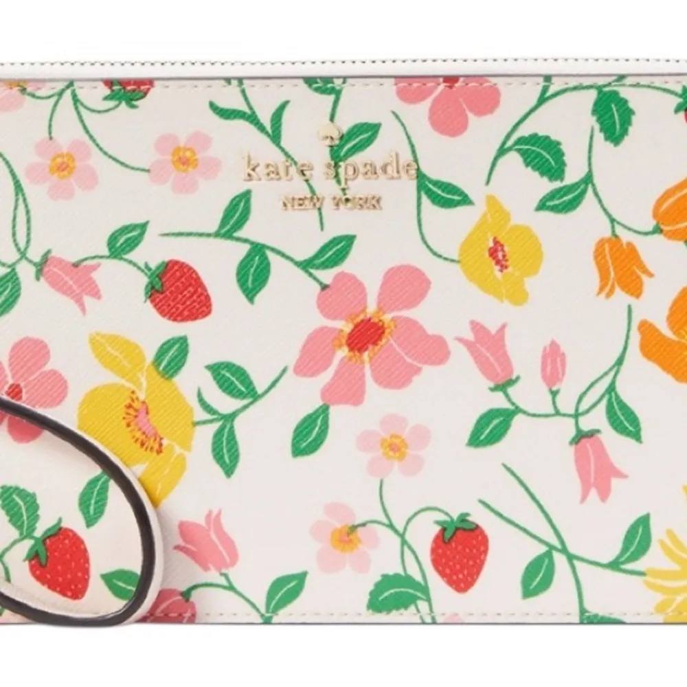 NWT Kate Spade Lucy Garden Medium L-Zip Wristlet; light pink - Image 2