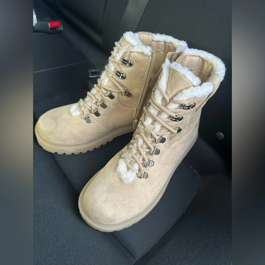 Soda Beige Lace-Up Winter Boots - Image 3