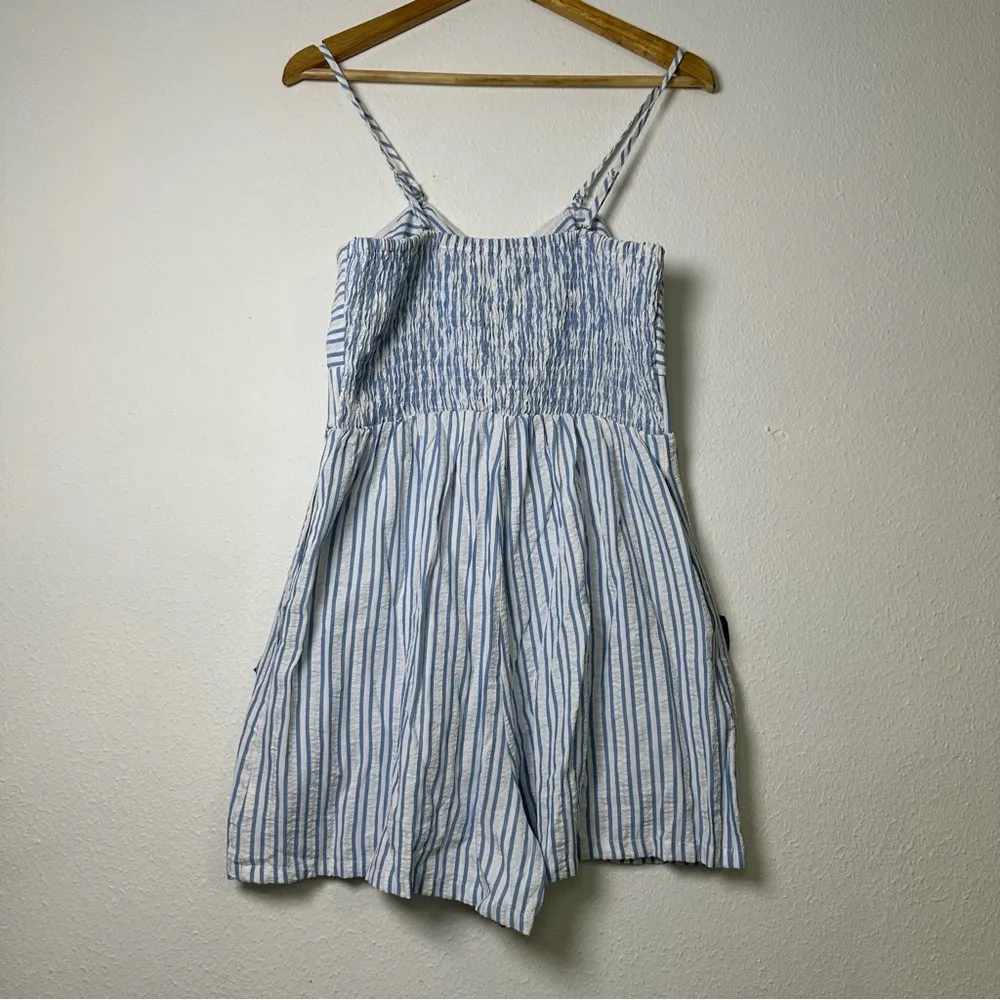 NWT Cupshe Marigold Blosson Blue and White Striped Romper - Image 5