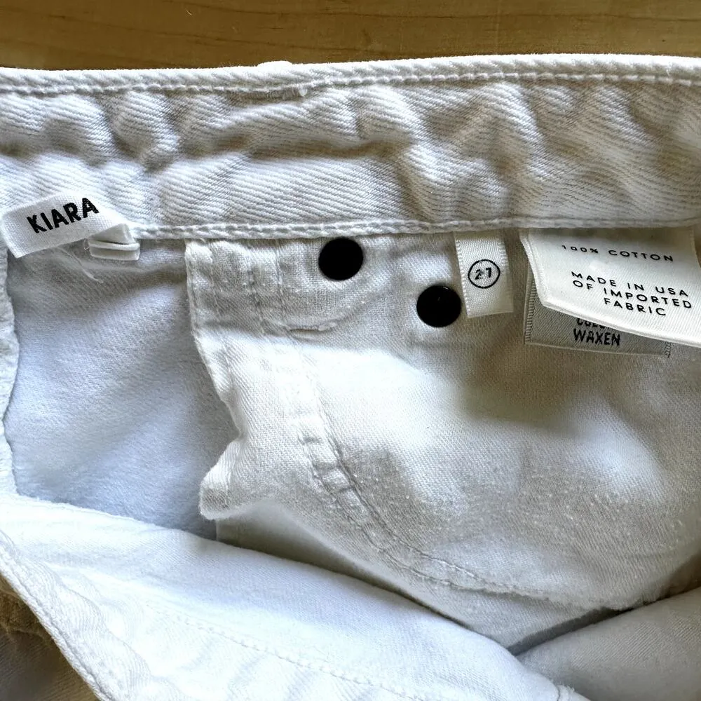 Grlfrnd Kiara Straight Leg Jeans Tomboy Fit Button Fly High Rise Waxen White 27" - Image 4