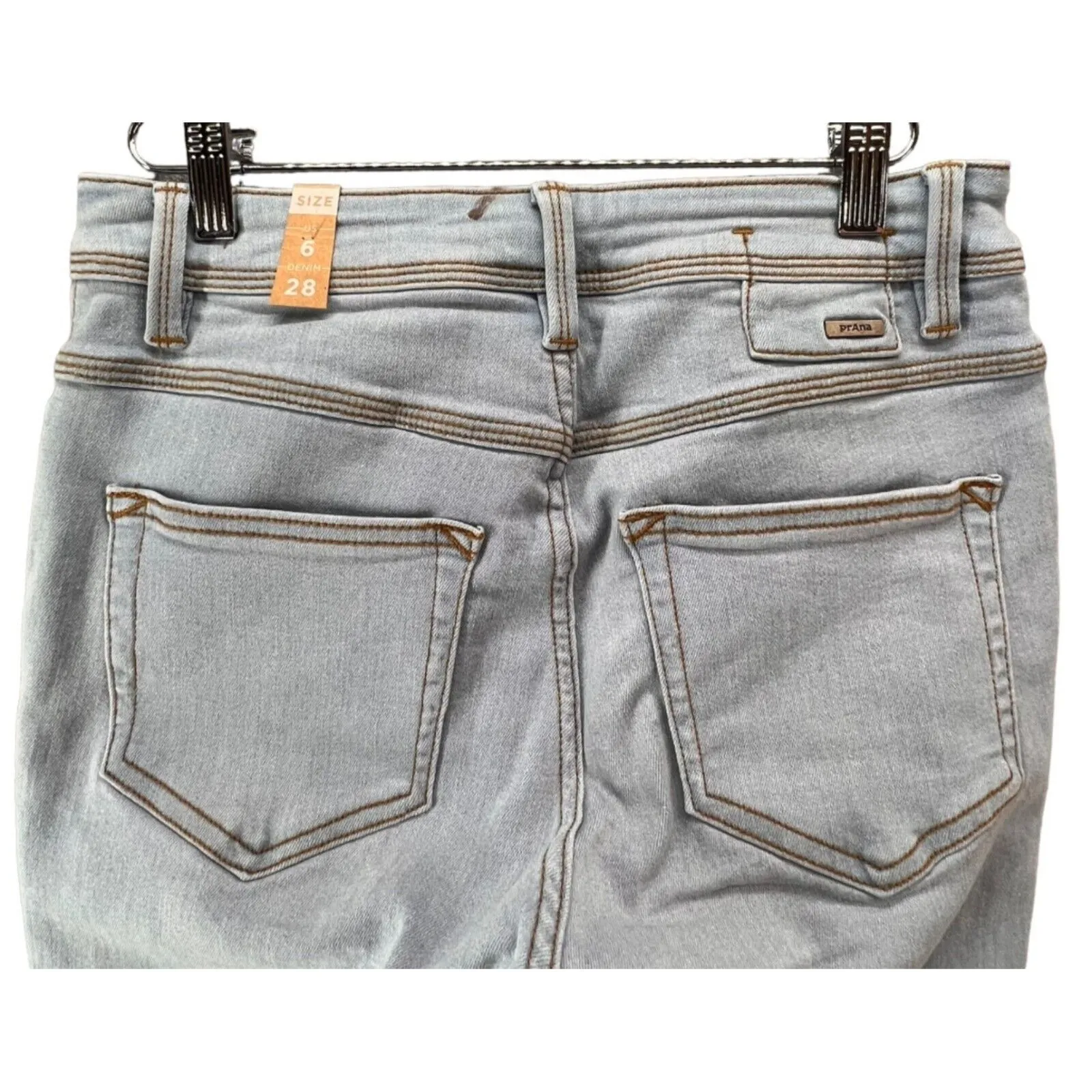 Prana Soma Jeans Womens 28 Blue Light Wash Organic Stretch Denim Skinny Slim NEW - Image 4