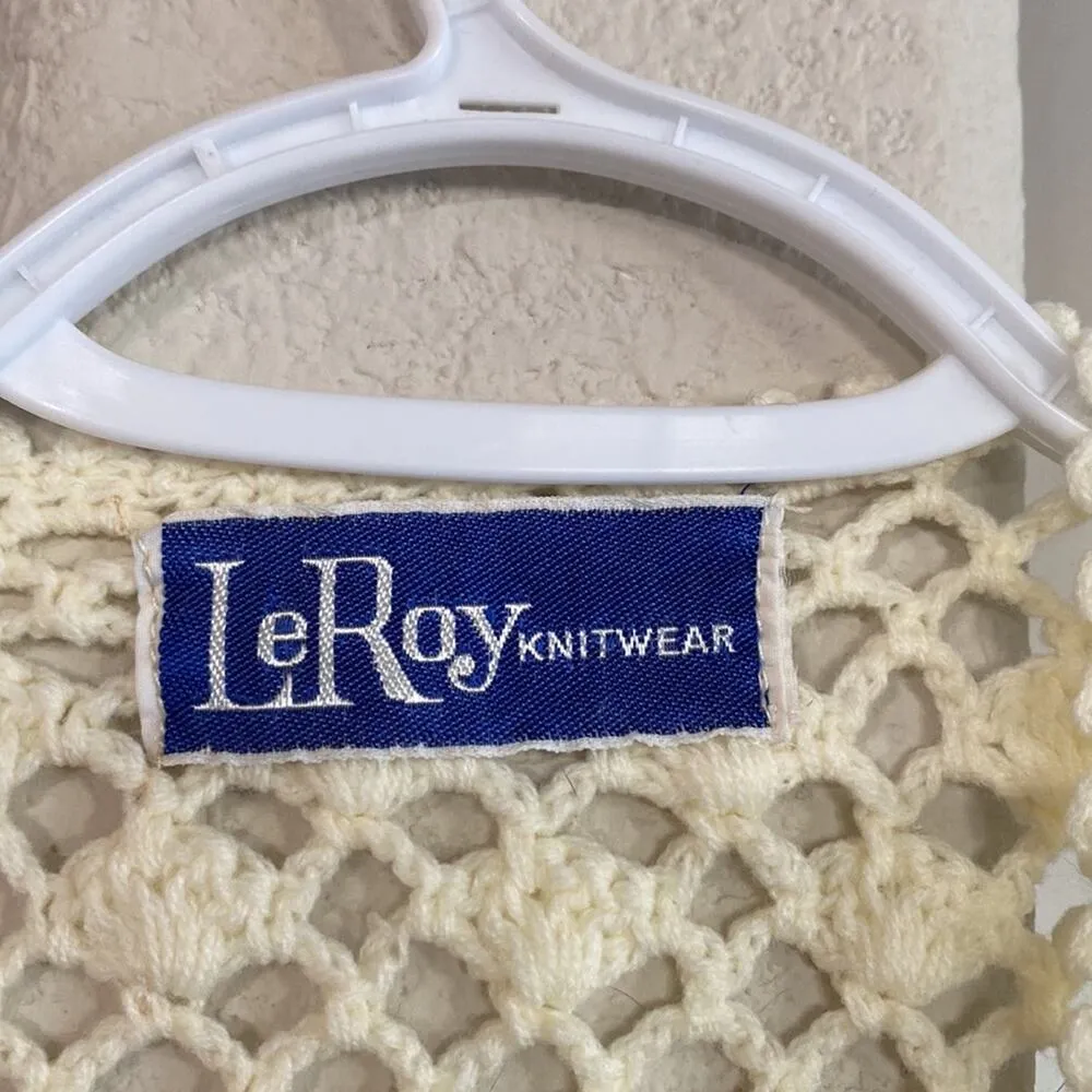 Vintage Le Roy knit sleeveless top vest cottage core sweater vest bohemian sz S - Image 2