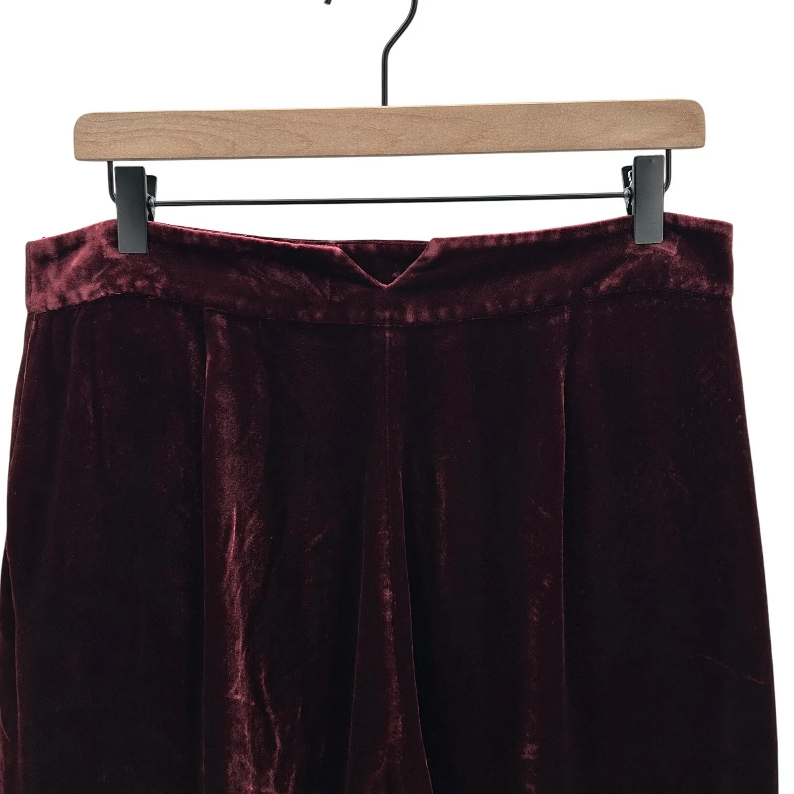 Hobbs London Silk Blend Velvet Wide Leg Pants Burgundy Women's Size 8 Pockets - Image 6