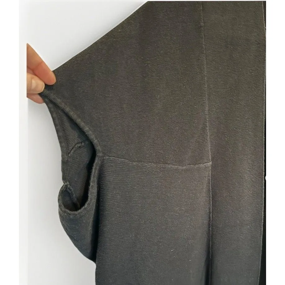 WORTHINGTON Black Cardigan Sweater XL Open Front Cocoon Cape Long Rib Knot - Image 2