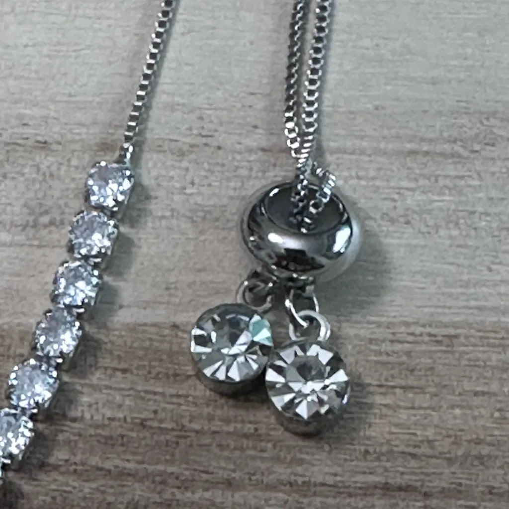 250A. Swarovski Elements Silver tone Tennis Slider Bracelet - Image 3