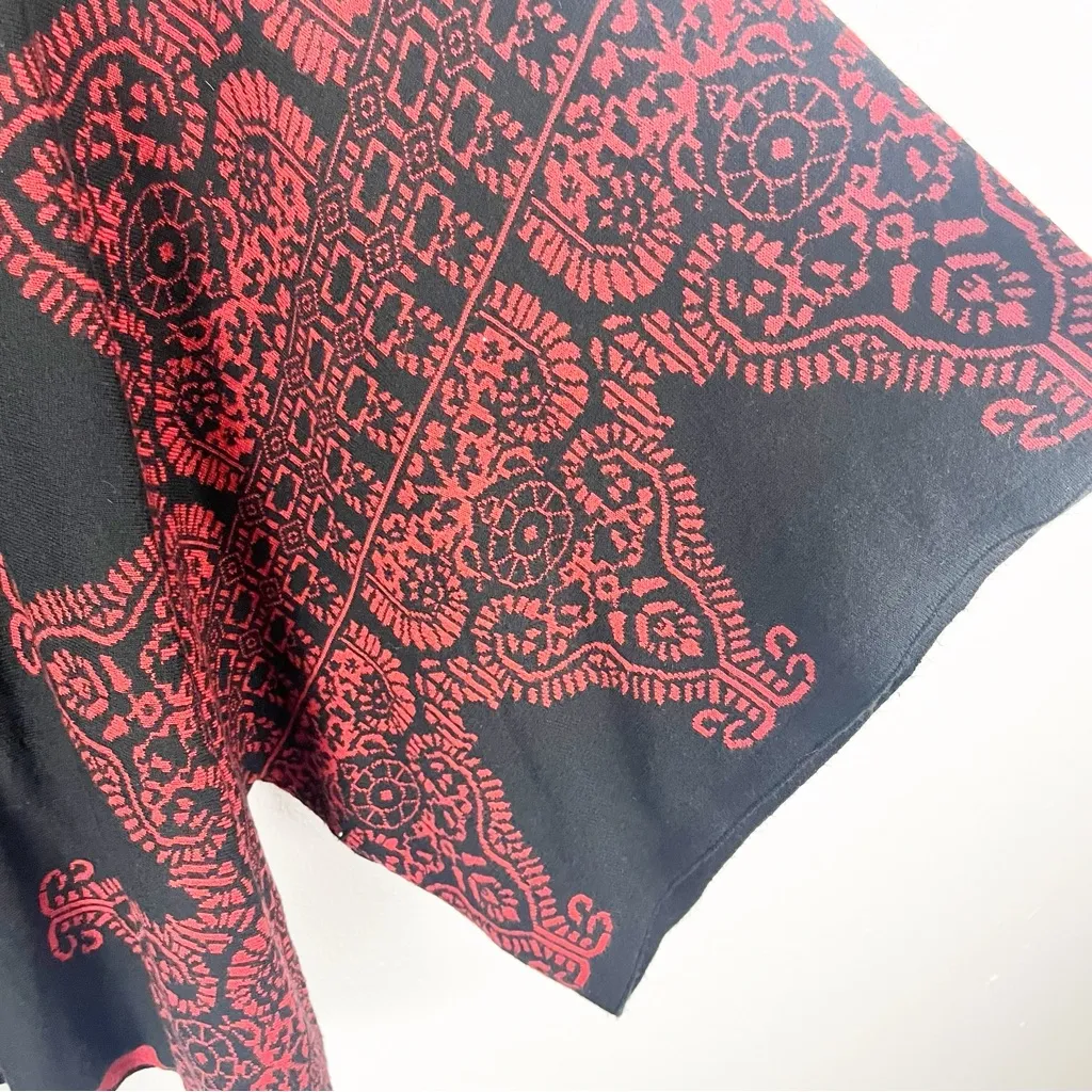 JOHN MARK Black And Red Print Oversized Poncho, Size L/XL - Image 5