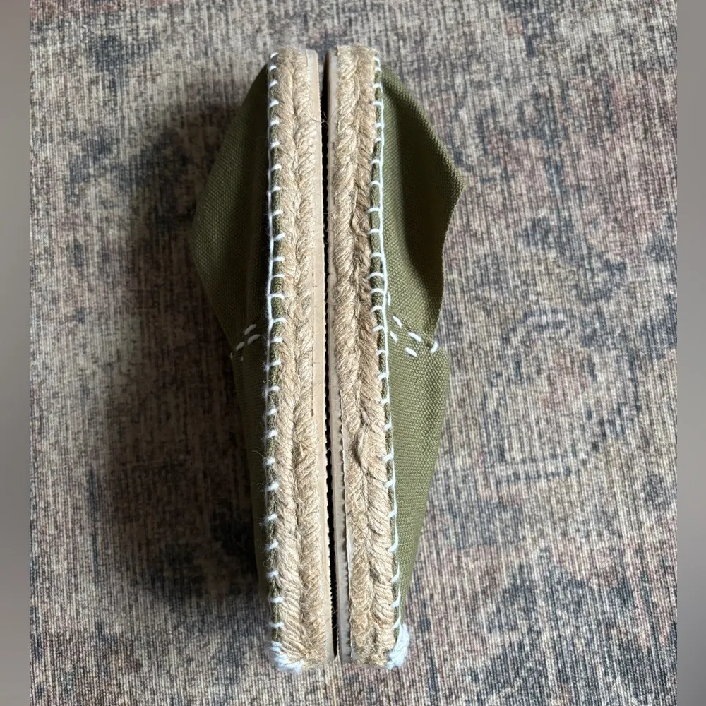 NEW Cosido a Mano Calidad Artesania Olive Canvas Espadrilles Size 5.5 Green - Image 5