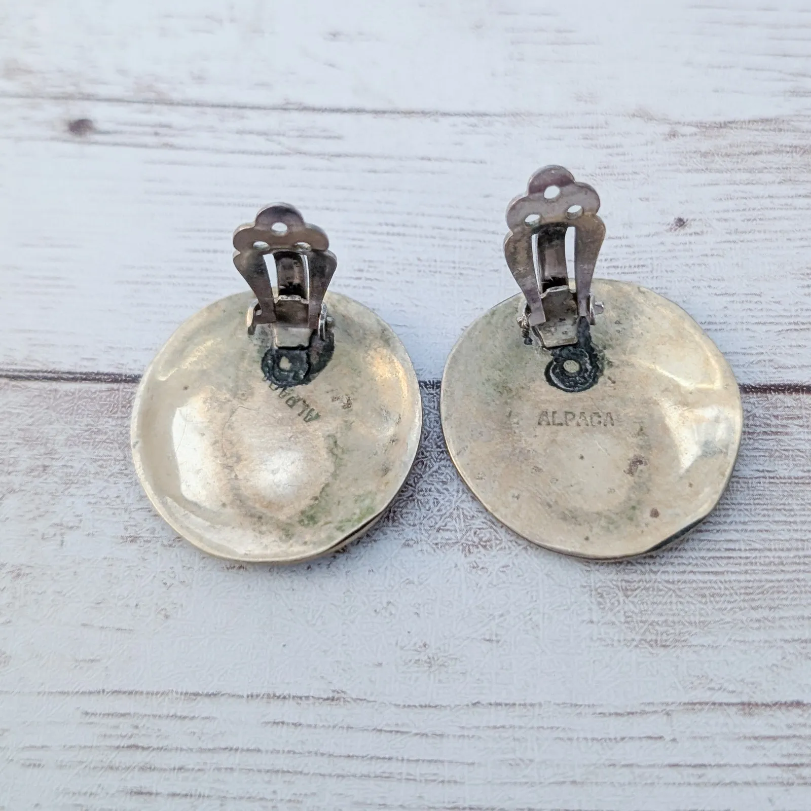 Vintage Alpaca Clip On Earrings Star Design - Image 6