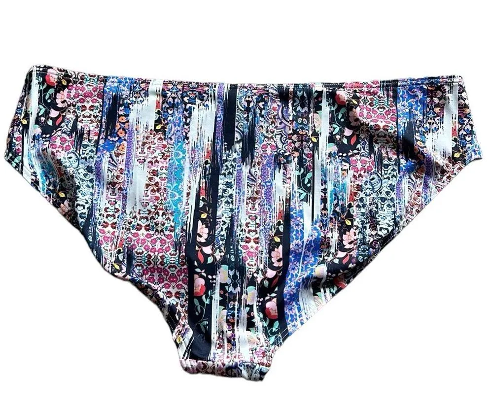 Sunseeker Australia Floral Microfibre Bikini Swim Bottom Sz 14 NWT White - Image 2