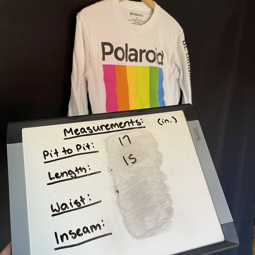 Polaroid be original be polaroid white cropped long sleeved top cotton small - Image 6