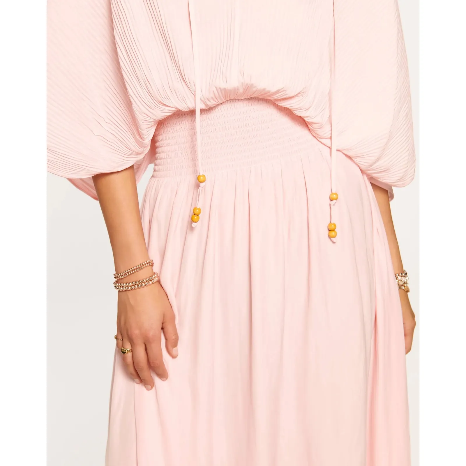 Ramy Brook Harmonie Dress Candy Pink Elegant Midi Pleated Batwing Sleeve size S - Image 3