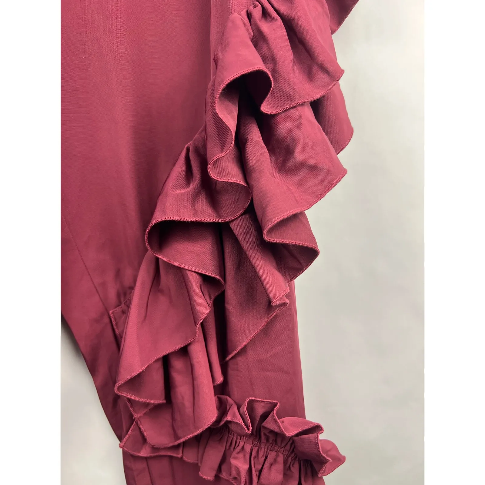 ASOS Ruffle Tapered Pants, Wine Red, 100% Polyester, Statement Joggers Lounge - Image 5