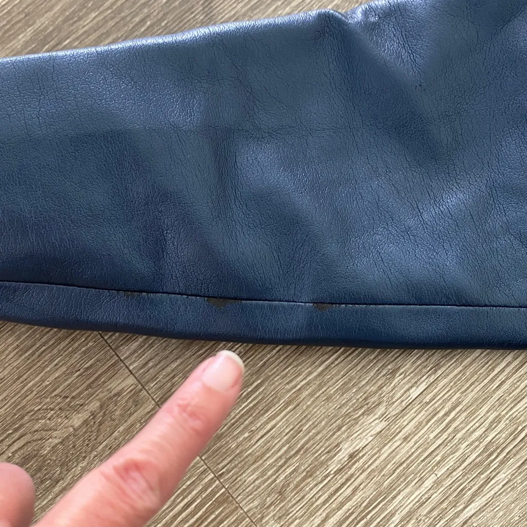 BB Dakota vintage faux leather fur collar jacket navy blue small - Image 6