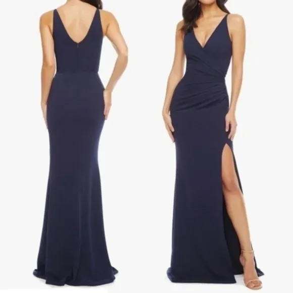 Dress The Population Jordan Ruched Side Slit Gown - Image 2