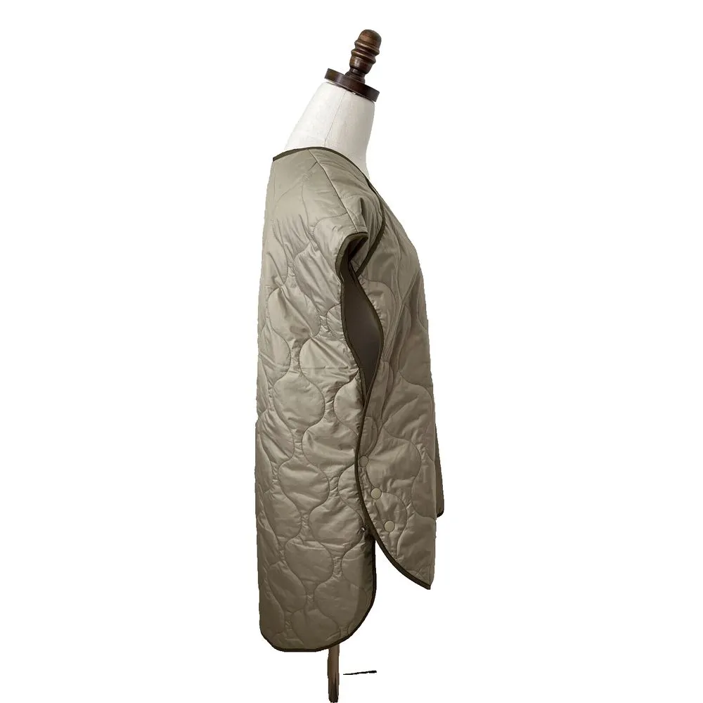 H&M‎ Quilted Oversized Longline Puffer Vest Khaki Green Size XS/S Runs Big - Image 4