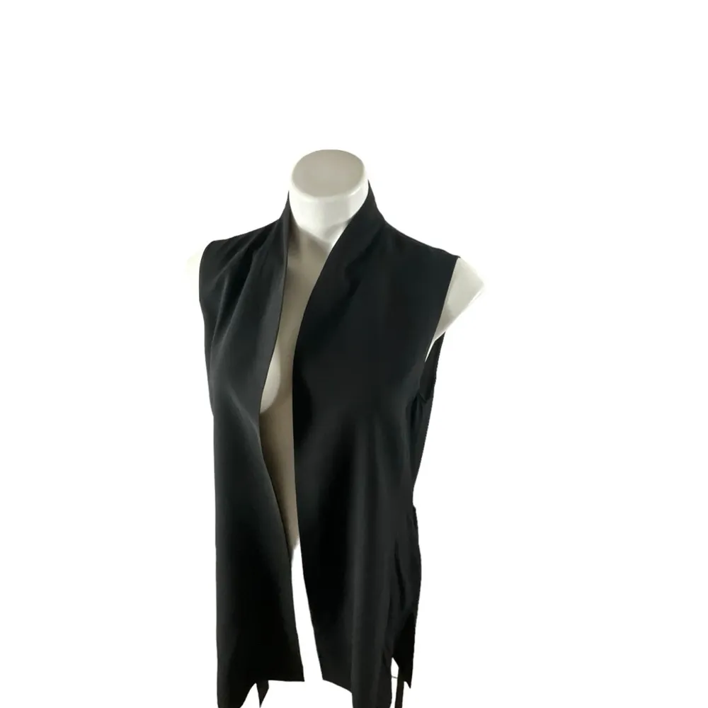 Eileen Fisher Long Line Georgette Silk Crepe High Collar Vest - Image 8