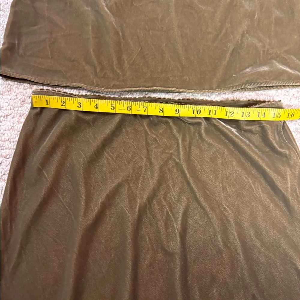 House Of Harlow Lace Trimmed Velour Spaghetti Strap Top/Skirt Olive Size ML E72 Brown Size L - Image 11