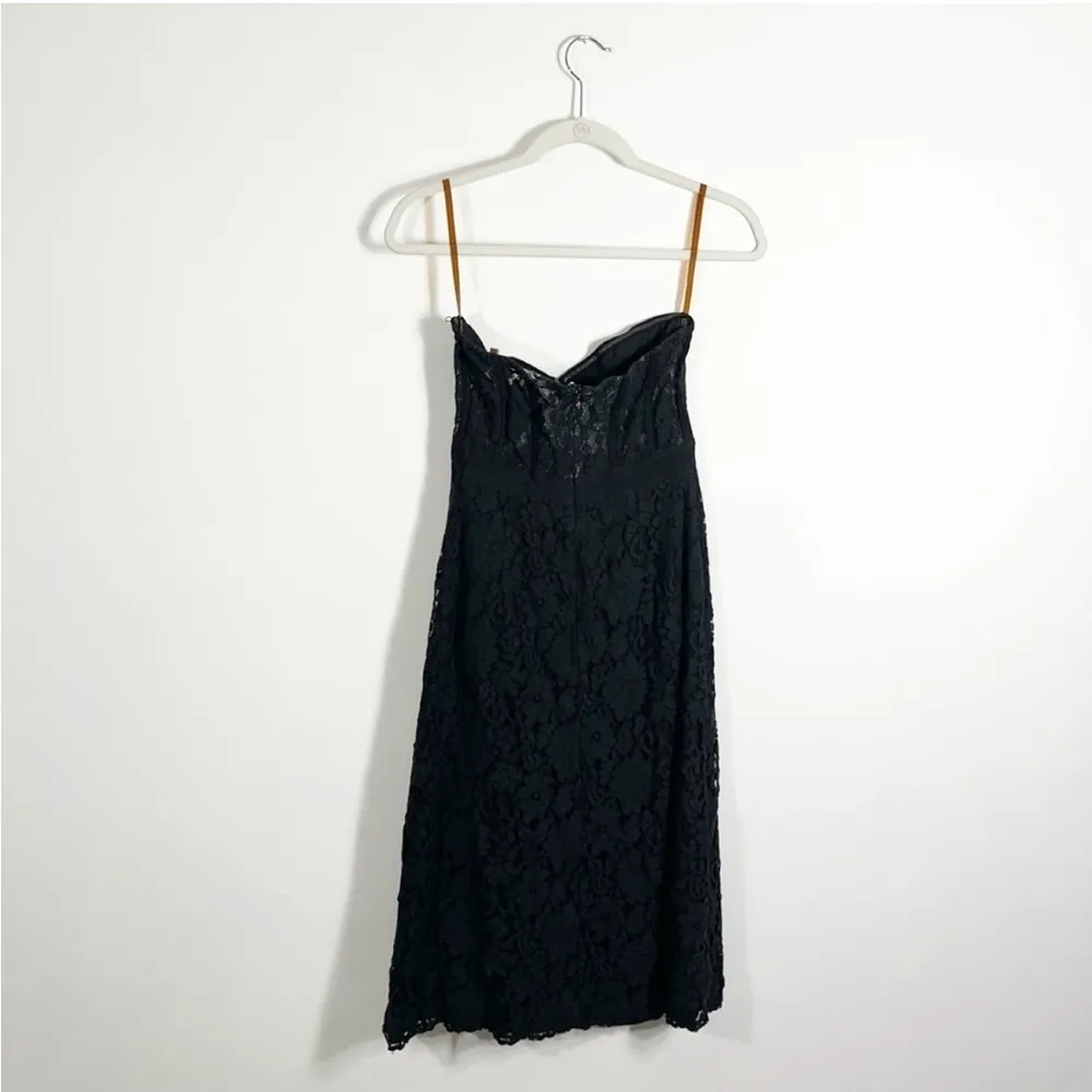 Fame and Partners Mariposa Black Lace Strapless Midi Dress Size 2 - Image 4