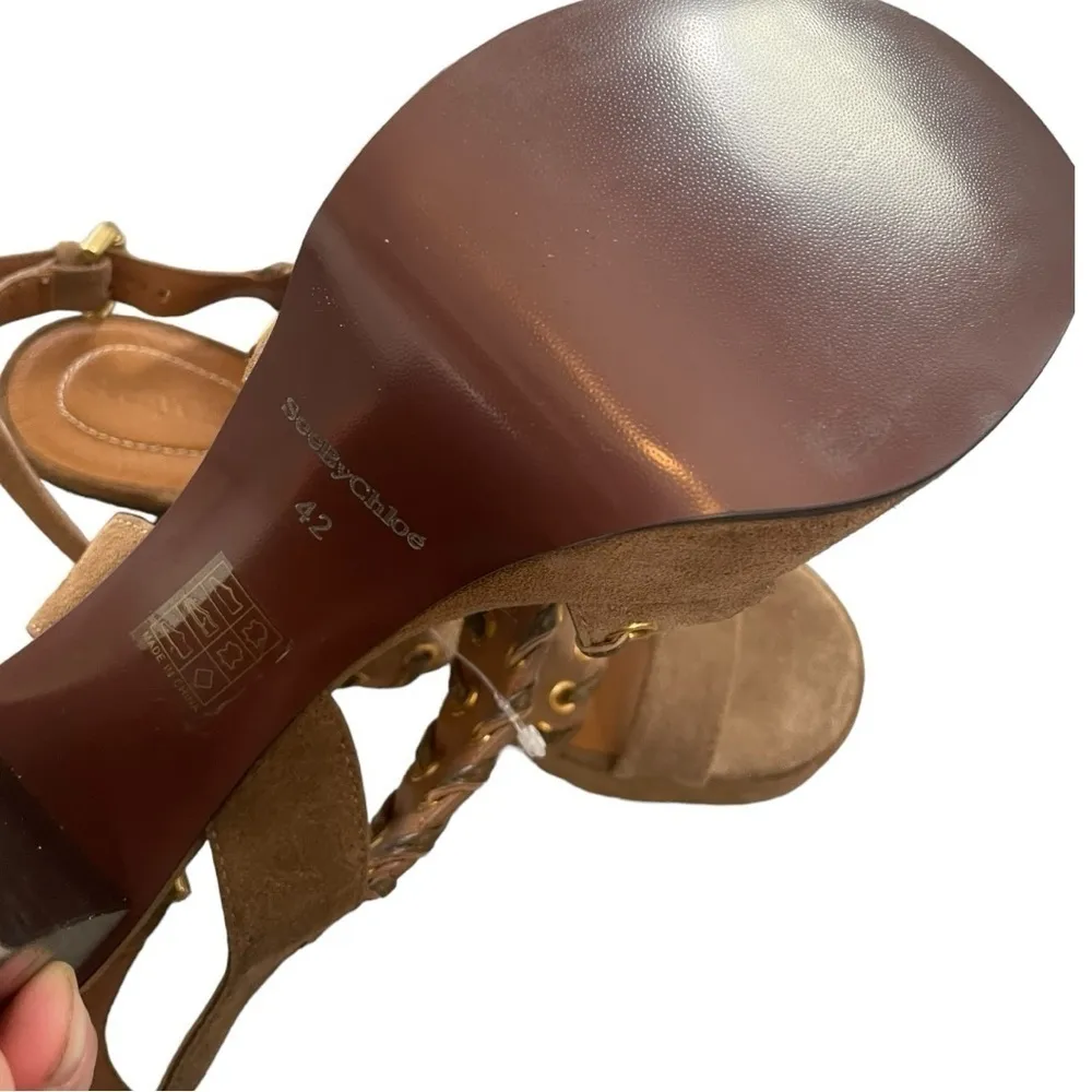 See by‎ Chloe Suede Slingback Sandals Platforms 42 - Image 5