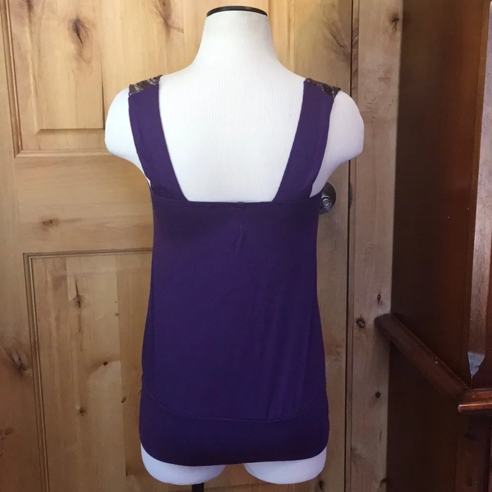 Anthro UO Purple Sequin Strap Tunic Tank EUC S - Image 3