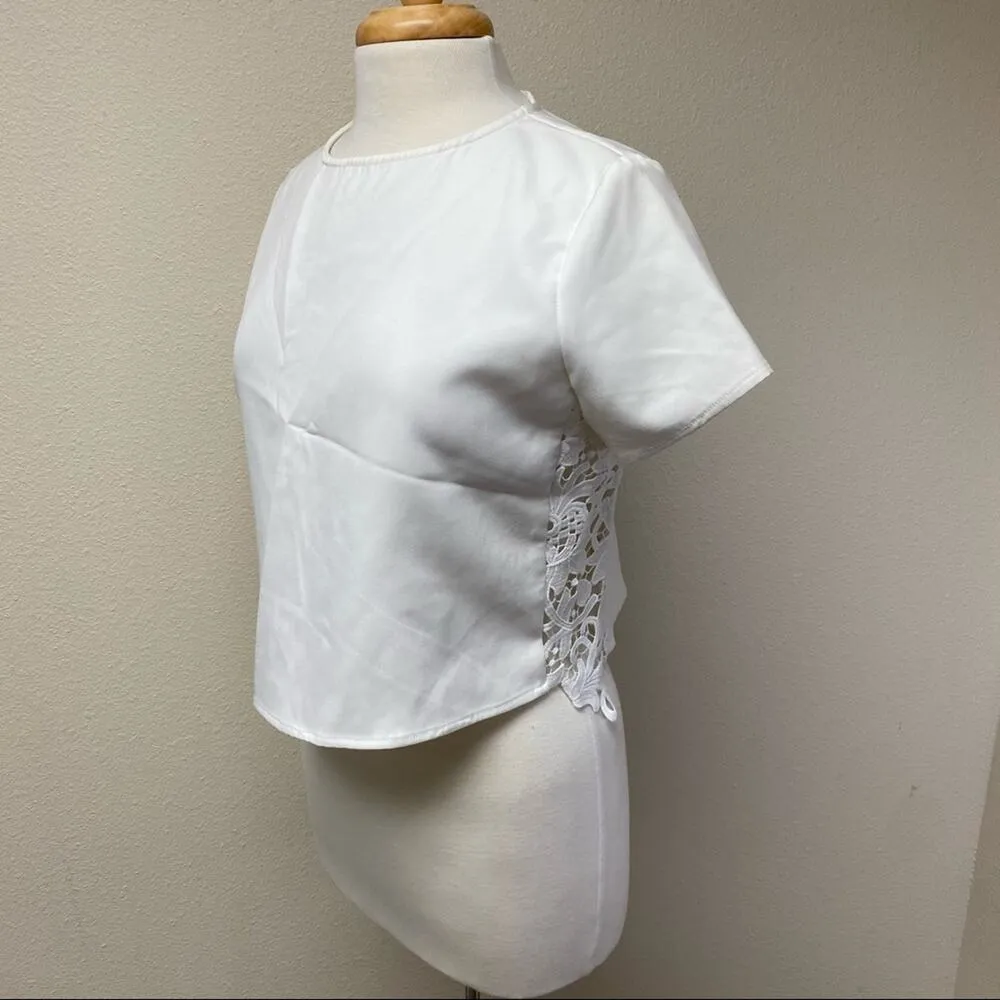 Sugar + Lips Lace Panel Cropped Top White M - Image 7