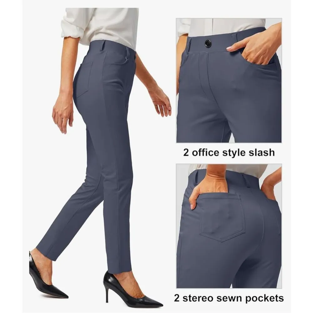 NEW Yoga Dress Pants Pockets Stretch Career Leggings Easy Hem Skinny M Gray Size M - Image 7