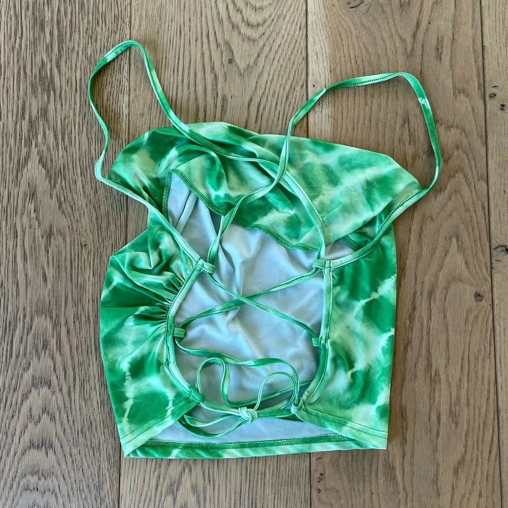 SheIn Green Tie-Dye Halter Cowl Neck Top - Image 3