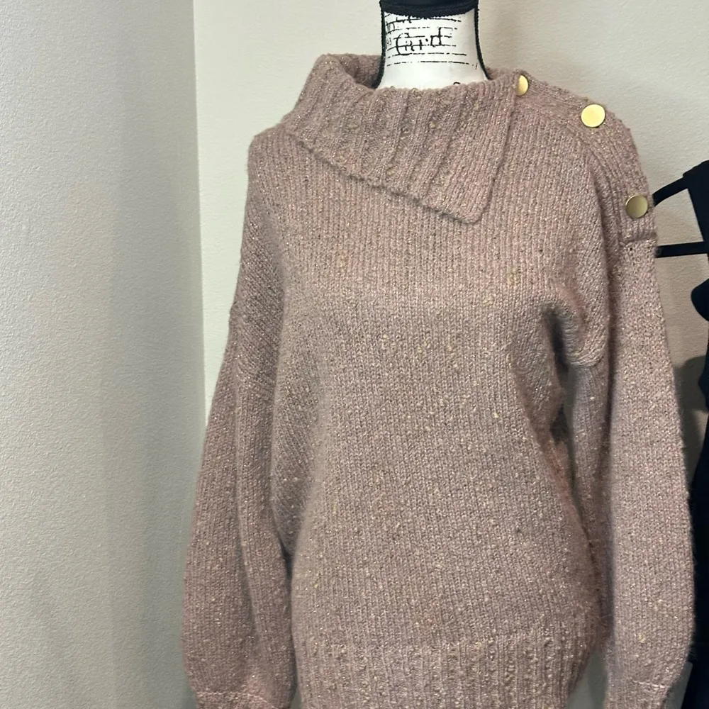 Trina Turk Brown Cowl Neck Sweater with Textured Knit - Image 3