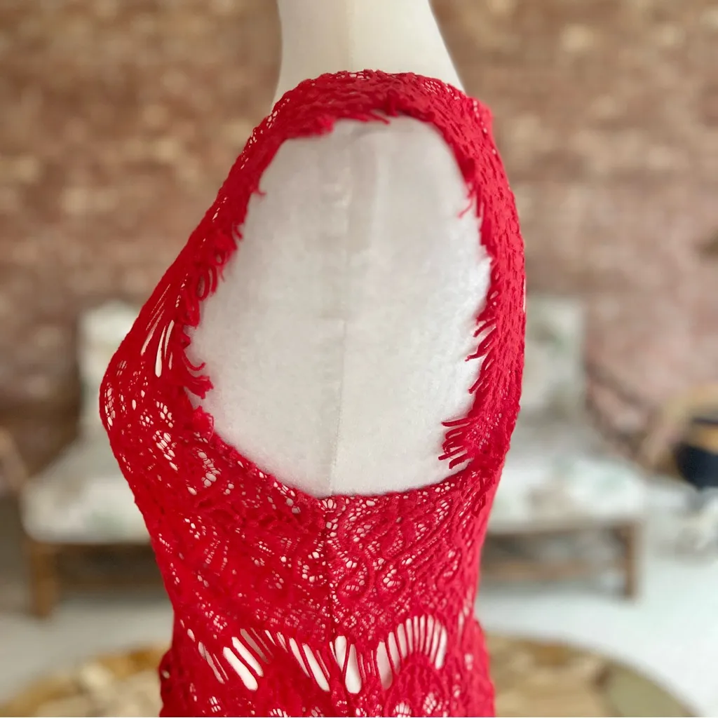 Tea & Cup Dress Bodycon Mini Lace Ruched Red M (jrs) Party Wedding Prom Holiday - Image 11